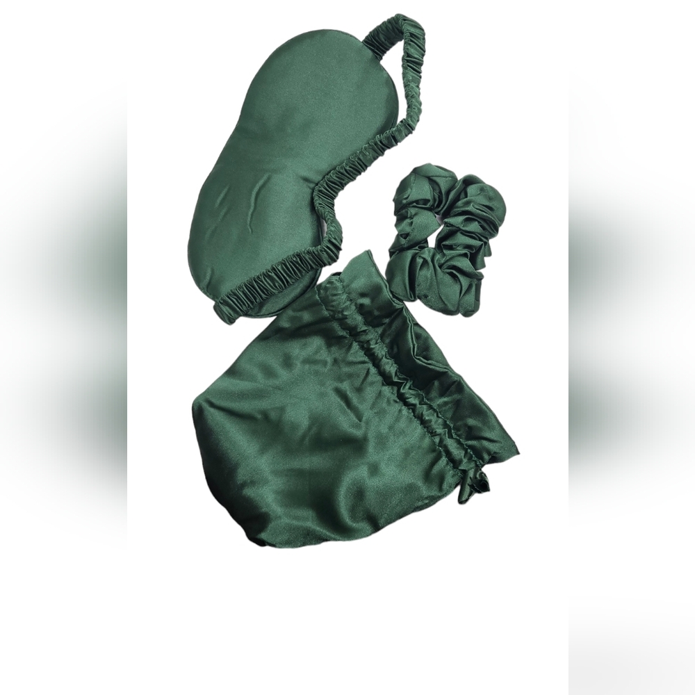 Eye mask and hair scrunchie with pouch 3 piece set